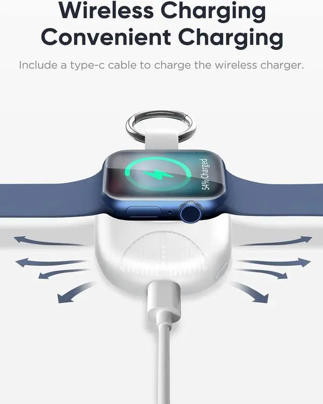 Alt view image 6 of 7 - Portable Charger for Apple Watch, 1000mAh Magnetic Keychain Wireless Power Bank Watch Charger for iWatch with 4 LED Indicators, Apple Watch Accessories Compatible for All Apple Watch Series