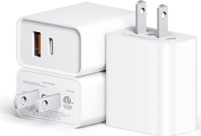 Main image of USB C Wall Charger Block, 3-Pack 20W Dual Port Fast Charger, Type C Charger Fast Charging Plug Adapter Compatible with iPhone 15 14 13 12 11 Pro Max, iPad, Samsung Galaxy and Android Phone