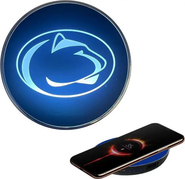Main image of Penn State University Wireless Charger with Illuminated Nittany Lions Logo & Built-in Power Bank Officially Licensed Collegiate 100% Portable Wireless Phone Charger