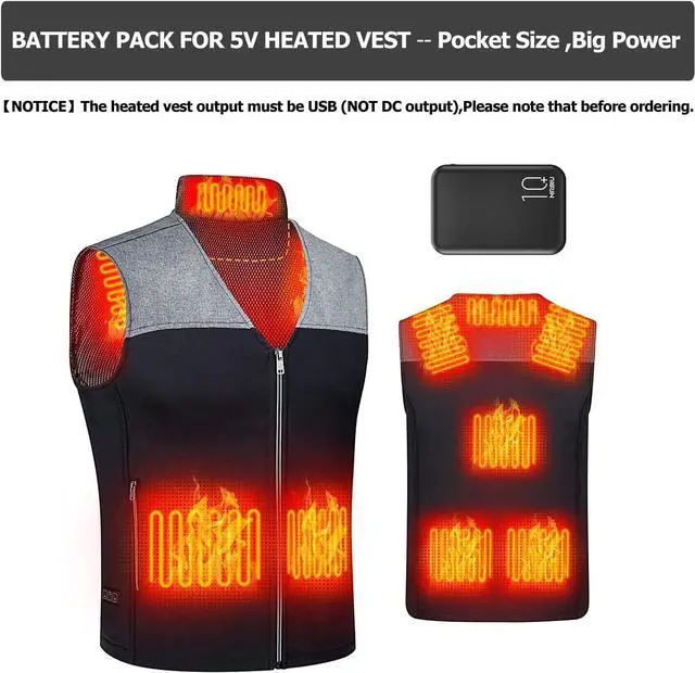 Alt view image 2 of 7 - 5v 2a Heated Vest Battery Pack,Micro Power Bank 10000mah for Heated Jacket,Dual USB LCD Display Portable Charger,External Battery for iPhone, Android etc.