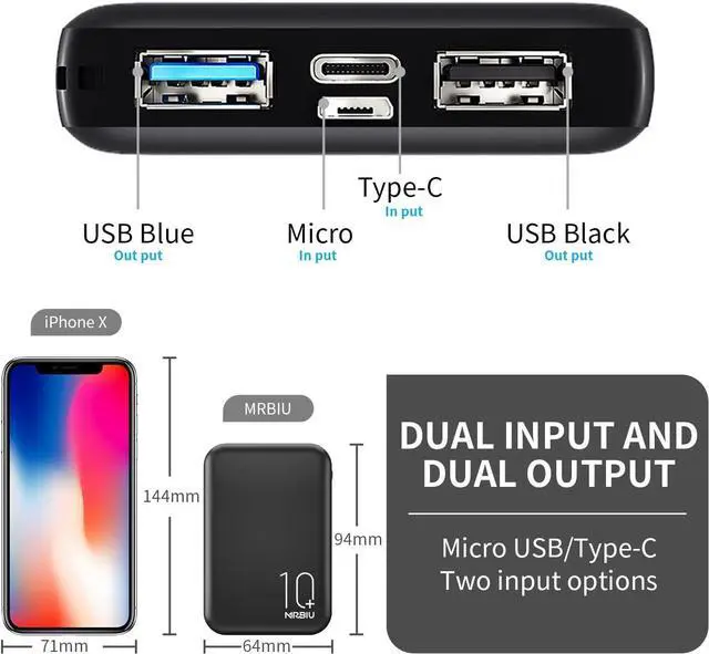 Alt view image 3 of 7 - 5v 2a Heated Vest Battery Pack,Micro Power Bank 10000mah for Heated Jacket,Dual USB LCD Display Portable Charger,External Battery for iPhone, Android etc.