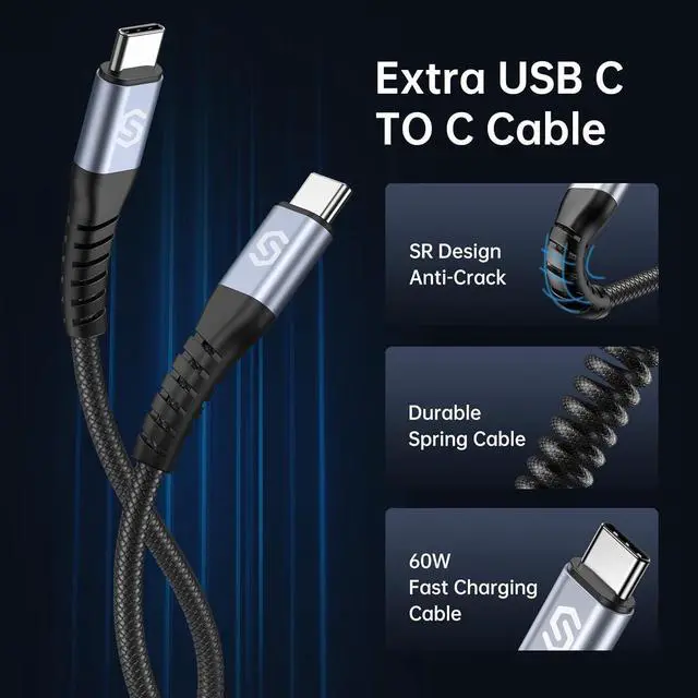 Alt view image 5 of 7 - Syncwire USB C Car Charger 60W [PD 30W & QC 30W] Fast Charging USB Adapter with 5FT Type C Cable Compatible with Samsung S23/S22 Google Pixel 7/7Pro iPhone 14 Pro Max and More