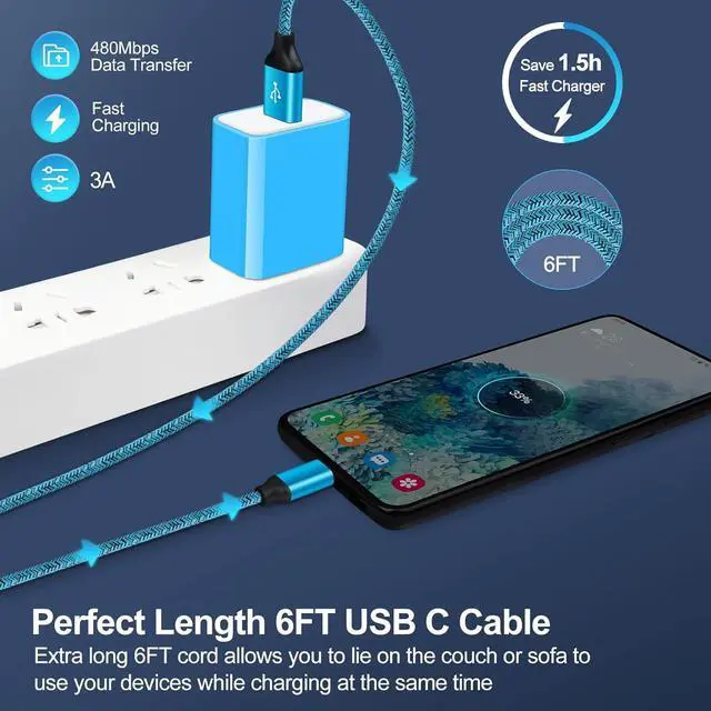 Alt view image 5 of 7 - 18W Android USB Fast Wall Charger with Type C Cable 6FT for Samsung Galaxy S25 Ultra S25+ S25 A16 5G A53 A13 A15 A14 A54 A25 A23 A73 A33 S24 S24+ S23 S22 Ultra S21 FE S20 A03s A32, Phone Charger Cord