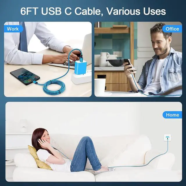 Alt view image 7 of 7 - 18W Android USB Fast Wall Charger with Type C Cable 6FT for Samsung Galaxy S25 Ultra S25+ S25 A16 5G A53 A13 A15 A14 A54 A25 A23 A73 A33 S24 S24+ S23 S22 Ultra S21 FE S20 A03s A32, Phone Charger Cord