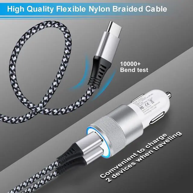 Alt view image 4 of 7 - Super Fast Charger Type C for Samsung Galaxy Z Flip 7/6/Fold7/S25 Ultra/S24 FE/A56/A16/A55/A54/A15/iPhone 16e,25W PD PPS USB C Wall Charger 38W Car Adapter+6FT USBC to C Cable+3FT USBA to Type C Cable