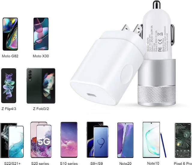 Alt view image 7 of 7 - Super Fast Charger Type C for Samsung Galaxy Z Flip 7/6/Fold7/S25 Ultra/S24 FE/A56/A16/A55/A54/A15/iPhone 16e,25W PD PPS USB C Wall Charger 38W Car Adapter+6FT USBC to C Cable+3FT USBA to Type C Cable
