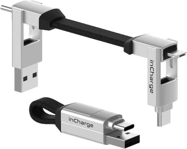 Main image of Rolling Square inCharge 6 Portable Keychain Charger Cable, 6-in-1 Multi Charging Cable, Moon White for Laptop