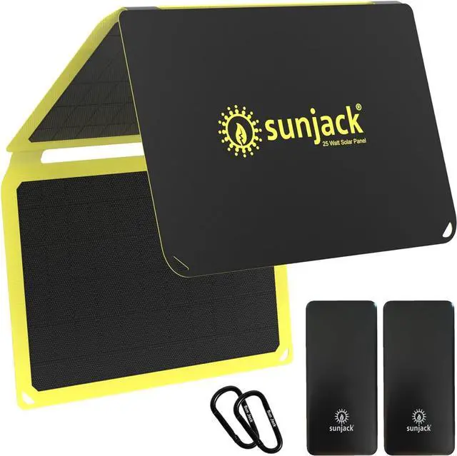 Main image of SunJack 25 Watt Foldable IP67 Waterproof ETFE Monocrystalline Solar Panel + 2X 10000mAh Power Banks with USB-A and USB-C for Cell Phones, Tablets and Portable for Backpacking, Camping, Hiking