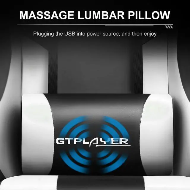 Alt view image 4 of 6 - GTPLAYER Gaming Chair, Computer Chair with Footrest and Lumbar Support, Height Adjustable Game Chair with 360°-Swivel Seat and Headrest and for Office or Gaming (White)
