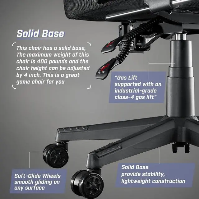 Alt view image 6 of 7 - LEMBERI Video Game Chairs with footrest, Big and Tall Gamer Chair for Adults, 400lb Capacity, Racing Style Computer Chair with Headrest and Lumbar Support