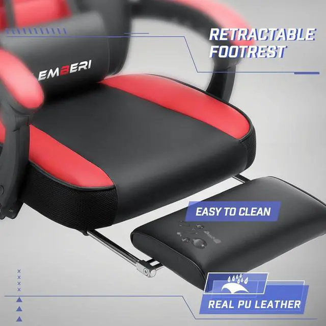 Alt view image 7 of 7 - LEMBERI Video Game Chairs with footrest, Big and Tall Gamer Chair for Adults, 400lb Capacity, Racing Style Computer Chair with Headrest and Lumbar Support