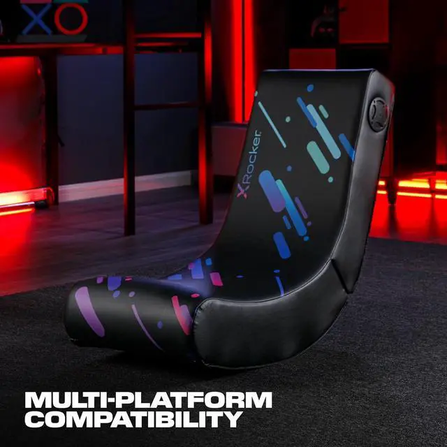 Alt view image 7 of 7 - X Rocker Gaming Chair Galaxy Floor Rocker 2.0 BT Printed PU, 33.46" x 16.14" x 25.59", Black