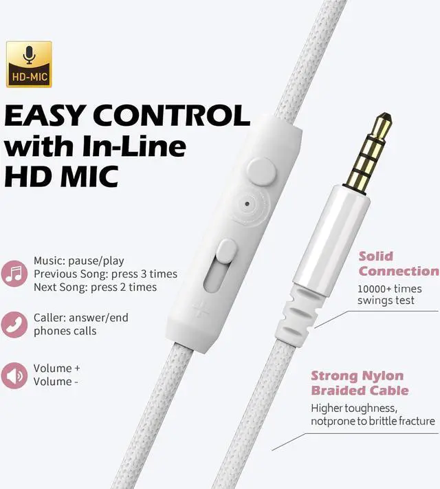 Alt view image 4 of 6 - AILIHEN C8 Girls Headphones, On-Ear Headphones Wired with Microphone and Volume Control Foldable Corded Stereo 3.5mm Headset for Girls School Chromebook Laptop Computer PC Tablets Travel (Rose Gold)