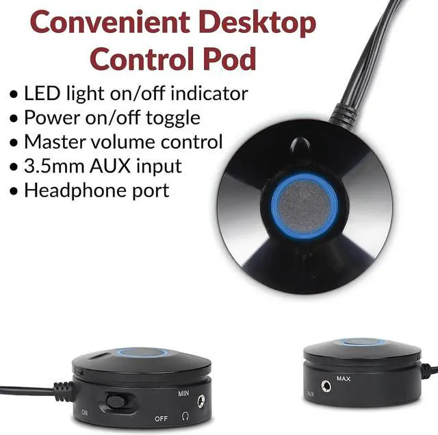 Alt view image 3 of 7 - Cyber Acoustics CA-3090 2.1 Speaker System with Subwoofer with 18W of Power  Easy Setup and Convenient Controls, Great for Music, Movies, and Gaming
