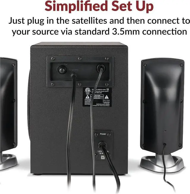 Alt view image 4 of 7 - Cyber Acoustics CA-3090 2.1 Speaker System with Subwoofer with 18W of Power  Easy Setup and Convenient Controls, Great for Music, Movies, and Gaming
