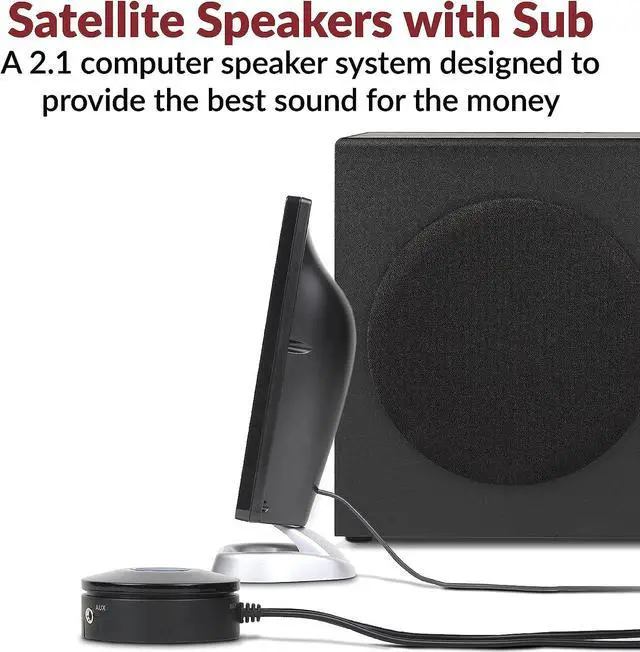 Alt view image 2 of 7 - Cyber Acoustics CA-3090 2.1 Speaker System with Subwoofer with 18W of Power  Easy Setup and Convenient Controls, Great for Music, Movies, and Gaming