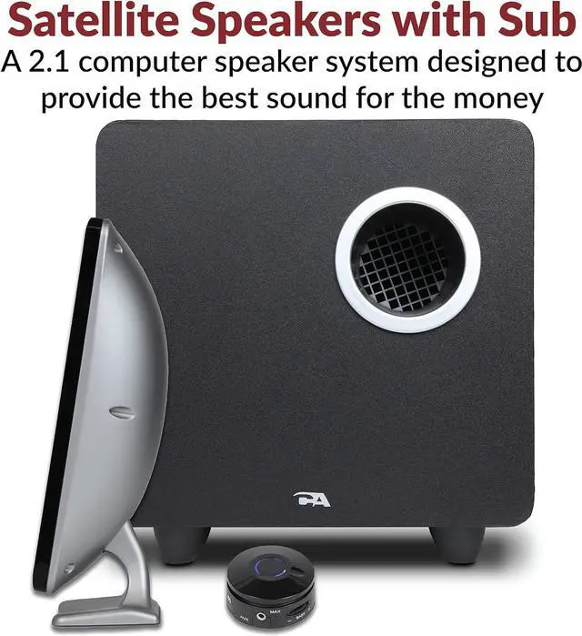 Alt view image 2 of 7 - Cyber Acoustics CA-3610 2.1 Multimedia Speaker System with Subwoofer, Perfect Computer Speakers for PC or Mac, Great for Music, Movies, and Gaming
