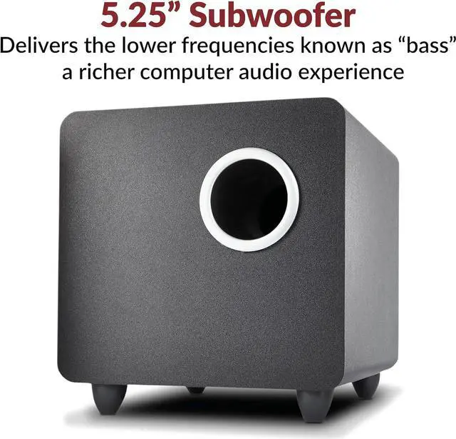 Alt view image 4 of 7 - Cyber Acoustics CA-3610 2.1 Multimedia Speaker System with Subwoofer, Perfect Computer Speakers for PC or Mac, Great for Music, Movies, and Gaming