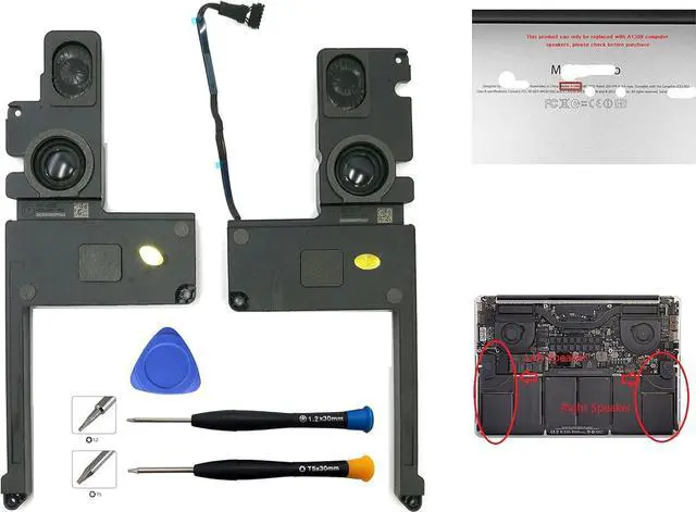 Alt view image 3 of 7 - Replacement Internal Speaker Left+Right Set Fit for Macbook Pro 15" Unibody Retina A1398 Series (Mid 2012, Early 2013) 2014 2015