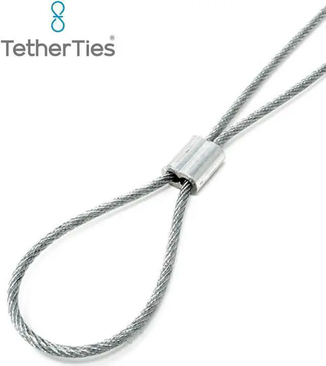 Alt view image 7 of 7 - Patented Pre-Assembled Adapter Ties - Anti-Theft Cable Locks for Tools, Dongles, Tethers, Computer adapters. Steel Cable, Security Lock, Easy Installation with Free Crimping Tool