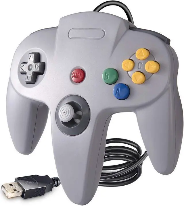 Alt view image 2 of 7 - 2 Pack USB Wired N64 Controller, suily Classic N64 PC Gamepad Joystick Controller for Windows PC MAC Linux Raspberry Pi 3 (Black/Gray)