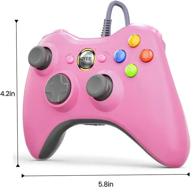 Alt view image 2 of 7 - VOYEE PC Controller, Wired Controller Compatible with Microsoft Xbox 360 & Slim/PC Windows 10/8/7, with Upgraded Joystick, Double Shock | Enhanced (Pink)