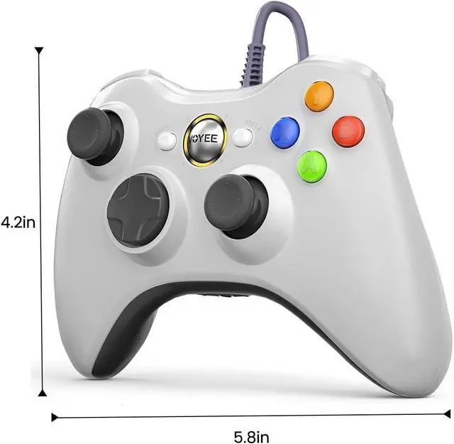 Alt view image 2 of 7 - VOYEE PC Controller, Wired Controller Compatible with Microsoft Xbox 360 & Slim/PC Windows 10/8/7, with Upgraded Joystick, Double Shock | Enhanced (White)
