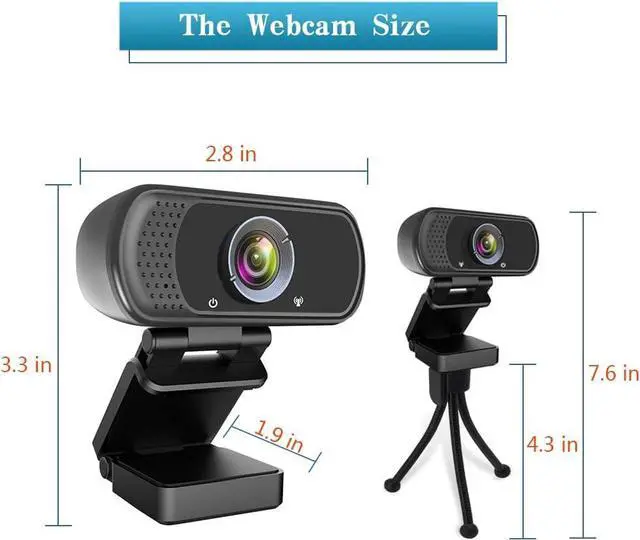 Alt view image 7 of 7 - HZQDLN Webcam for PC, HD 1080P Webcam with Microphone, 110° Wide Angle USB Plug & Play - Noise Canceling for Video Calls, Streaming, Gaming - Built-in Privacy Shutter & Tripod