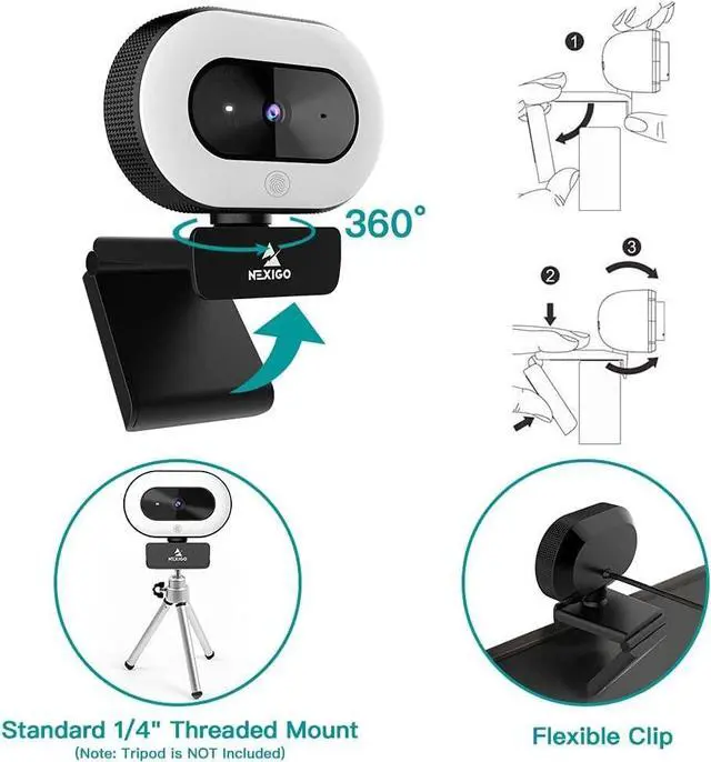 Alt view image 7 of 7 - NexiGo StreamCam N930E with Software, 1080P Webcam with Ring Light and Privacy Cover, Auto-Focus, Plug and Play, Web Camera for Online Learning, Zoom Meeting Skype Teams, PC Mac Laptop Desktop