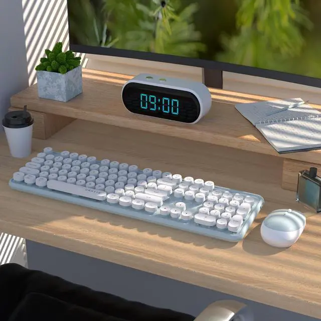 Alt view image 2 of 7 - UBOTIE Colorful Computer Wireless Keyboard Mouse Combos, Typewriter Flexible Keys Office Full-Sized Keyboard, 2.4GHz Dropout-Free Connection and Optical Mouse (Green-White)