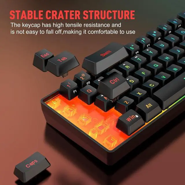 Alt view image 7 of 7 - Snpurdiri 60% Wireless Gaming Keyboard and Mouse Combo, Include 2.4G Small Mini Merchanical Feel Keyboard, Ergonomic Design Vertical