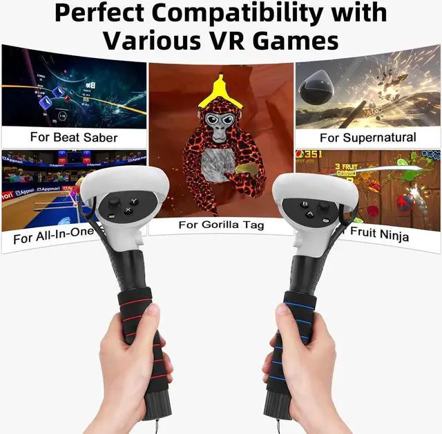 Alt view image 2 of 6 - AMVR Handle Attachments Accessories for Quest 2/Quest/Rift S Controllers Extensions, Vr Gorilla Tag Long Arms Extension Grip,Compatible with Oculus/Meta Quest 2 Beat Saber Handle, Supernatural, etc.