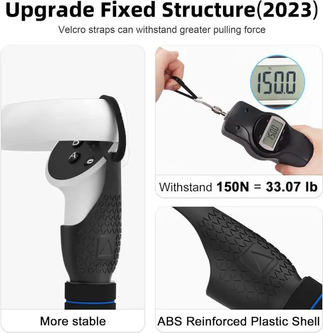 Alt view image 3 of 6 - AMVR Handle Attachments Accessories for Quest 2/Quest/Rift S Controllers Extensions, Vr Gorilla Tag Long Arms Extension Grip,Compatible with Oculus/Meta Quest 2 Beat Saber Handle, Supernatural, etc.