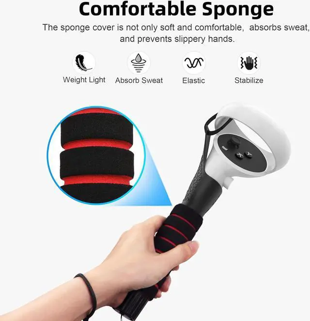 Alt view image 4 of 6 - AMVR Handle Attachments Accessories for Quest 2/Quest/Rift S Controllers Extensions, Vr Gorilla Tag Long Arms Extension Grip,Compatible with Oculus/Meta Quest 2 Beat Saber Handle, Supernatural, etc.