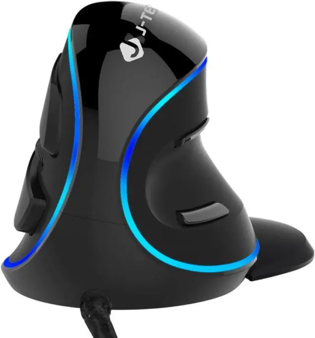 Main image of J-Tech Digital Wired Ergonomic Vertical USB Mouse with Adjustable Sensitivity (600/1000/1600 DPI), Scroll Endurance, Removable Palm Rest & Thumb Buttons [V628]