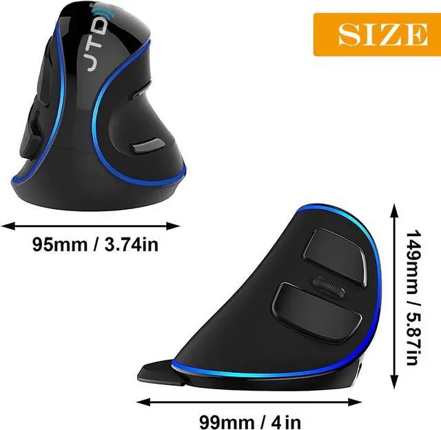 Alt view image 4 of 7 - J-Tech Digital Wired Ergonomic Vertical USB Mouse with Adjustable Sensitivity (600/1000/1600 DPI), Scroll Endurance, Removable Palm Rest & Thumb Buttons [V628]