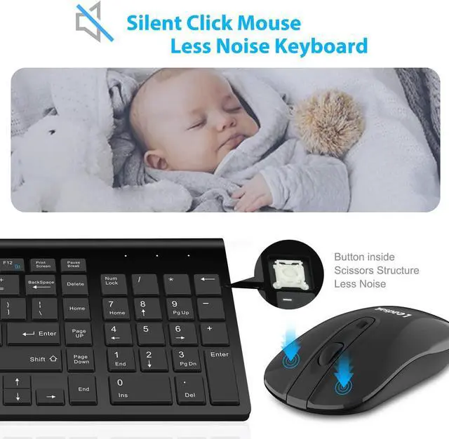 Alt view image 2 of 7 - LeadsaiL Wireless Keyboard and Mouse Combo, Wireless USB Mouse and Computer Keyboard Set, Compact and Silent for Windows Laptop, Desktop, PC