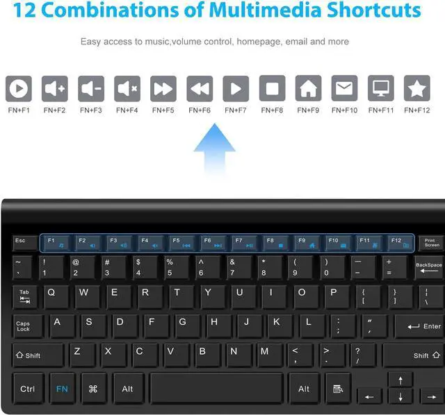 Alt view image 4 of 7 - LeadsaiL Wireless Keyboard and Mouse Combo, Wireless USB Mouse and Computer Keyboard Set, Compact and Silent for Windows Laptop, Desktop, PC