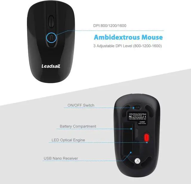 Alt view image 7 of 7 - LeadsaiL Wireless Keyboard and Mouse Combo, Wireless USB Mouse and Computer Keyboard Set, Compact and Silent for Windows Laptop, Desktop, PC