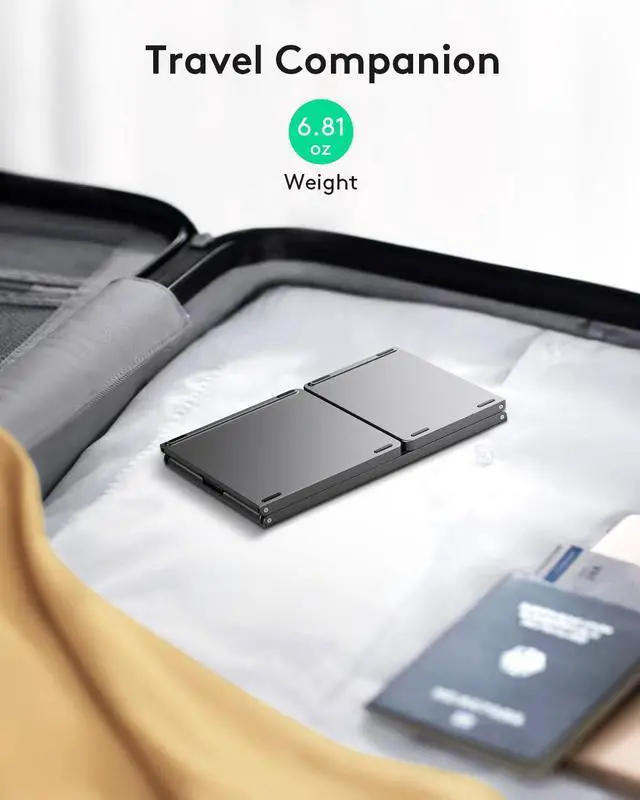 Alt view image 7 of 7 - Samsers Foldable Bluetooth Keyboard with Touchpad Portable Wireless Keyboard with Stand Holder, Rechargeable Full Size Ultra Slim Pocket Folding Keyboard for Android Windows iOS Tablet & Laptop-Gray