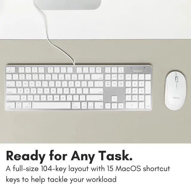 Alt view image 4 of 7 - Macally Ultra-Slim USB Wired Keyboard with Number Keypad for Apple Mac Pro, MacBook Pro/Air, iMac, Mac Mini, Laptop Computers, Windows Desktop PC Laptops, Silver (SLIMKEYPROA)