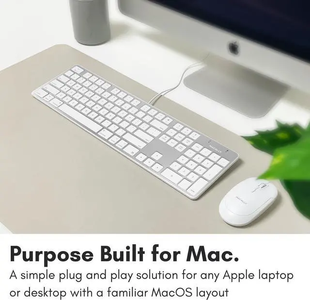 Alt view image 2 of 7 - Macally Ultra-Slim USB Wired Keyboard with Number Keypad for Apple Mac Pro, MacBook Pro/Air, iMac, Mac Mini, Laptop Computers, Windows Desktop PC Laptops, Silver (SLIMKEYPROA)