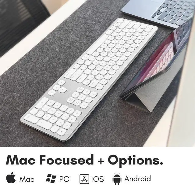 Alt view image 2 of 7 - Macally Premium Bluetooth Keyboard for Mac - Compatible Apple Keyboard with Numeric Keypad - Multi Device Wireless Keyboard for MacBook Pro/Air, Mac Mini Pro, iMac, Laptop