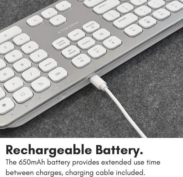 Alt view image 5 of 7 - Macally Premium Bluetooth Keyboard for Mac - Compatible Apple Keyboard with Numeric Keypad - Multi Device Wireless Keyboard for MacBook Pro/Air, Mac Mini Pro, iMac, Laptop
