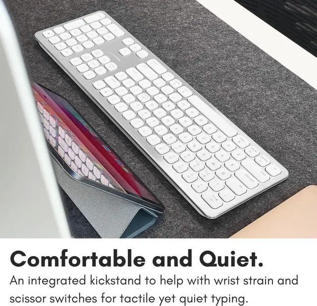 Alt view image 7 of 7 - Macally Premium Bluetooth Keyboard for Mac - Compatible Apple Keyboard with Numeric Keypad - Multi Device Wireless Keyboard for MacBook Pro/Air, Mac Mini Pro, iMac, Laptop