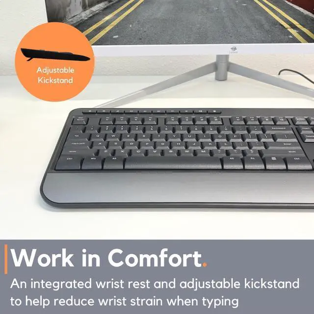 Alt view image 3 of 7 - X9 Performance Multimedia USB Wired Keyboard - Comfortable Typing - Ergonomic Full Size Keyboard with Wrist Rest and 114 Keys - External Computer Keyboard for Laptop and Office PC