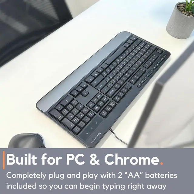 Alt view image 5 of 7 - X9 Performance Multimedia USB Wired Keyboard - Comfortable Typing - Ergonomic Full Size Keyboard with Wrist Rest and 114 Keys - External Computer Keyboard for Laptop and Office PC