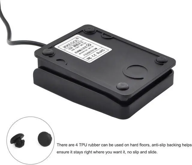 Alt view image 4 of 7 - [Upgraded] iKKEGOL USB Foot Pedal Switch Video Game PC Hands Free Footswitch One Key Control Program Computer Mouse Keyboard HID with 2M Cable