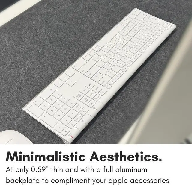 Alt view image 6 of 7 - Macally Wireless Bluetooth Keyboard for Mac or Windows PC - Compatible Apple Keyboard Rechargeable - Multi-Device Keyboard, Up to 3 Devices with 110 Keys, 20 Shortcuts, and Numeric Keypad - White