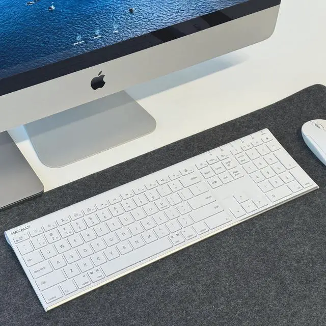 Alt view image 7 of 7 - Macally Wireless Bluetooth Keyboard for Mac or Windows PC - Compatible Apple Keyboard Rechargeable - Multi-Device Keyboard, Up to 3 Devices with 110 Keys, 20 Shortcuts, and Numeric Keypad - White